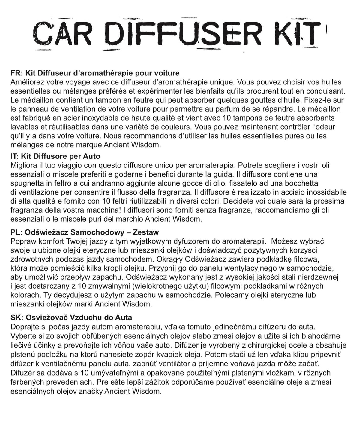 Car Diffuser Kit - Auto Wheel - 30mm