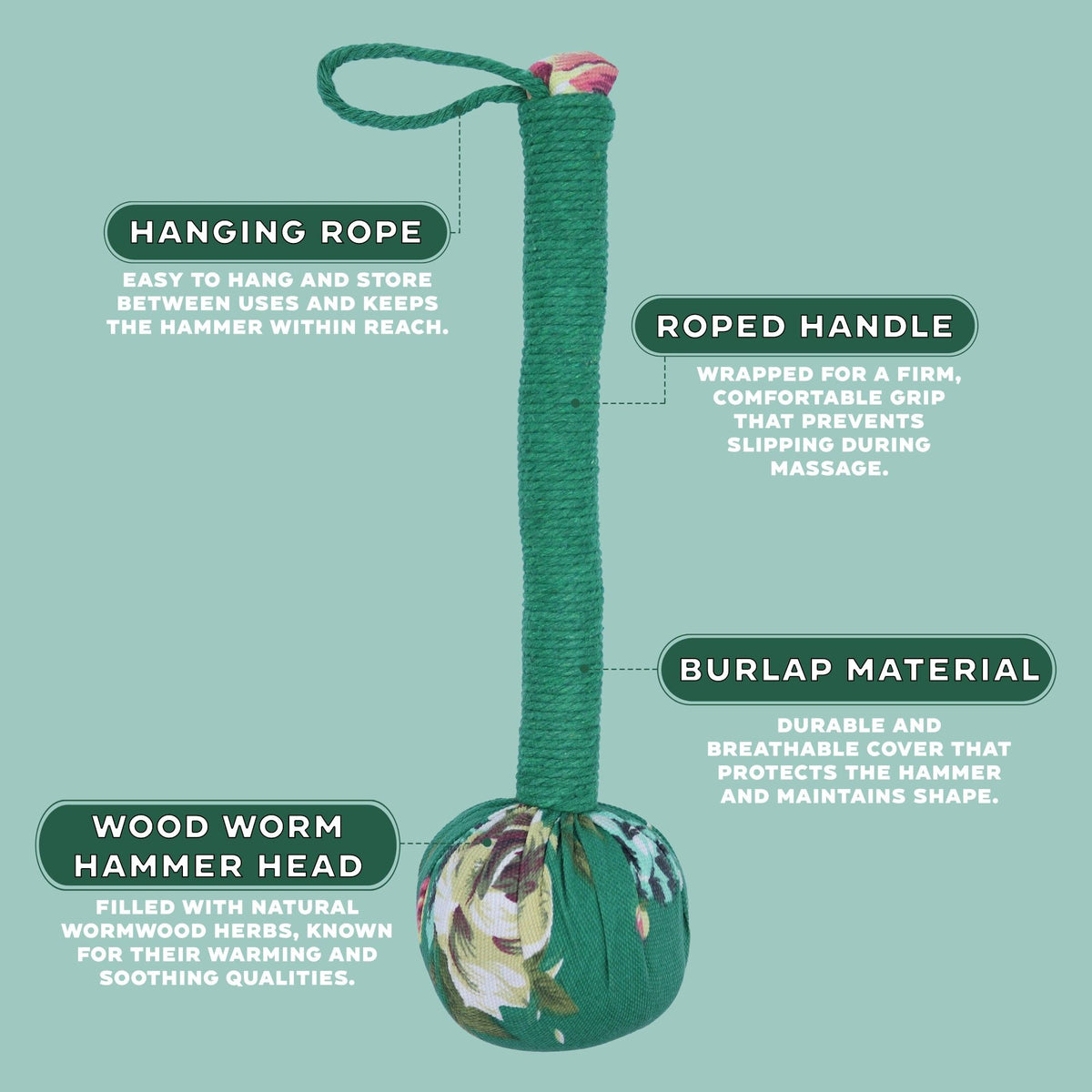 Wormwood Massage Hammer - Green